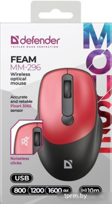 Мышь Defender Feam MM-296 (черный/красный) 