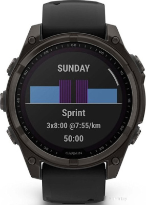 Garmin Fenix 8 Solar, Sapphire 47мм (титановый угольно-серый DLC с черным ремешком) 