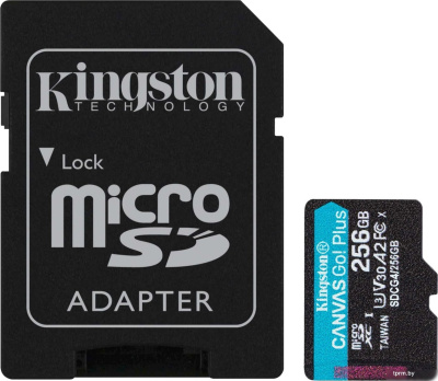 Карта памяти Kingston Canvas Go! microSDXC 256GB SDCG4/256GB (с адаптером) 