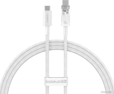 Кабель Baseus Explorer Series Fast Charging Cable Auto Power-Off For Overheating 100W USB Type-C - USB Type-C (1 м, белый) 