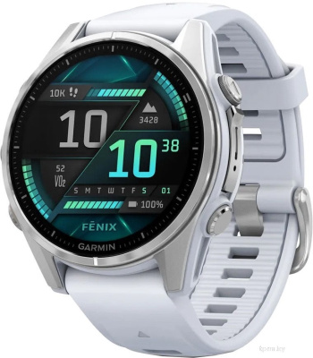 Умные часы Garmin Fenix 8 43мм (серебристый, белый ремешок) 