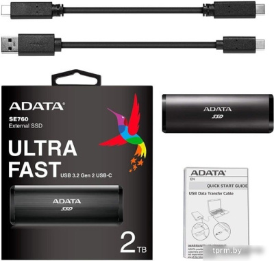 Внешний накопитель A-Data SE760 256GB ASE760-256GU32G2-CBK (черный) 