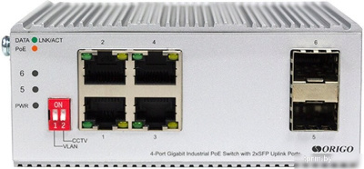 Промышленный неуправляемый PoE-коммутатор ORIGO OI2206P/120W/A1A 4x1000Base-T PoE+, 2x1000Base-X SFP, PoE-бюджет 120Вт, 250м OI2206P/120W/A1A 