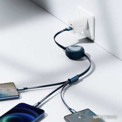 Кабель Baseus CAMLC-MJ03 USB-A - USB Type-C/microUSB/Lightning (1.2 м, синий) 