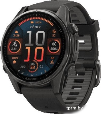 Garmin Fenix 8 Sapphire 43мм (титановый угольно-черный DLC, пепельно-серый ремешок) 