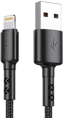 Кабель Vipfan X02 USB Type-A - Lightning (1.8 м, черный)