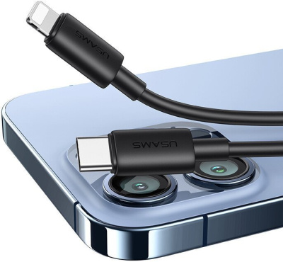 Кабель Usams SJ712 USB Type-C - Lightning (1 м, черный) 