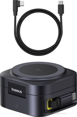Сетевое зарядное Baseus PicoGo Series 2-in-1 Magnetic Wireless Charger Qi2 67W P10276800123-00 (черный) 