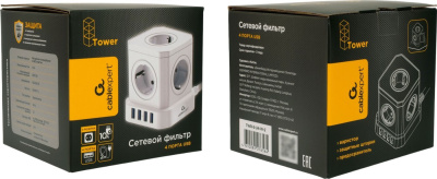 Сетевой фильтр Cablexpert TWR-5-U4-W-2 