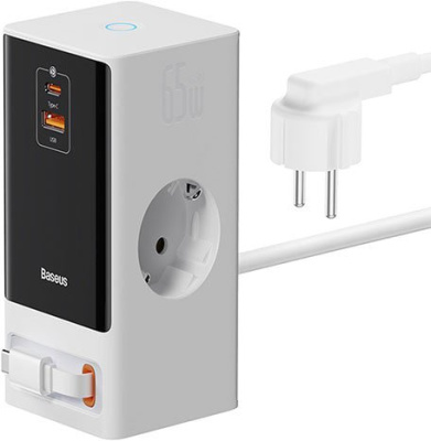 Baseus PowerCombo Digital PowerStrip 2AC+1U+1C+Retractable-C 65W PSLR000602 (белый) 