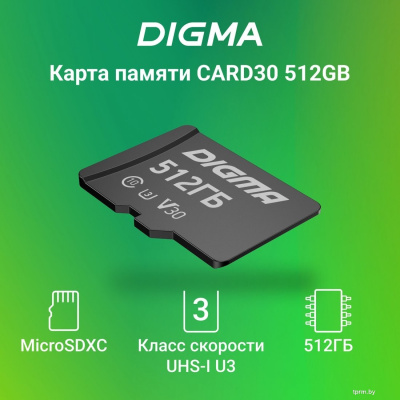 Карта памяти Digma MicroSDXC Class 10 Card30 DGFCA512A03 