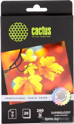 Фотобумага CACTUS Суперглянцевая A6 260 г/кв.м. 20 листов (CS-HGA626020) 