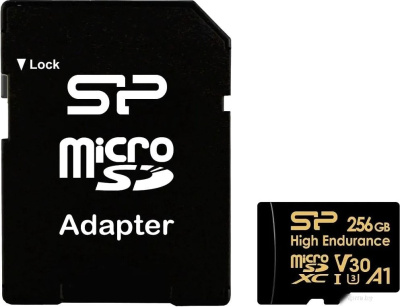 Карта памяти Silicon-Power Golden Series High Endurance microSDXC SP256GBSTXDV3V1HSP 256GB (с адаптером) 