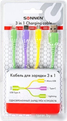 Кабель Sonnen USB Type-A - miroUSB/USB-Type-C/Lightning 513562 