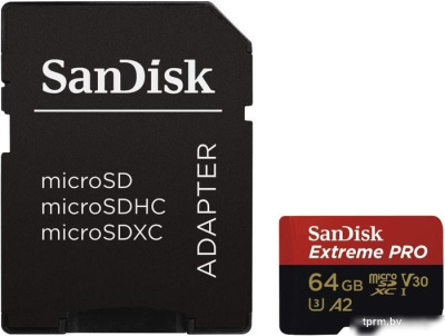 SanDisk Extreme PRO microSDXC SDSQXCU-064G-GN6MA 64GB (с адаптером) 