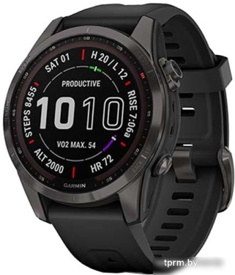Умные часы Garmin Fenix 7S Sapphire Solar 42 мм (серый карбон/черный) 