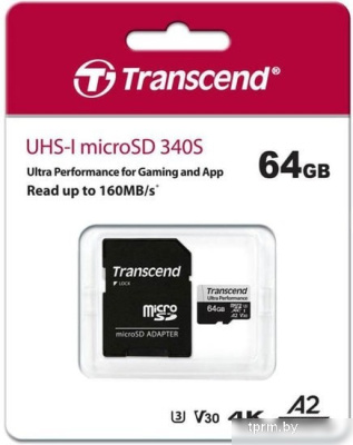 Transcend microSDXC 340S 64GB (с адаптером) 