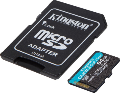 Карта памяти Kingston Canvas Go! microSDXC 64GB SDCG4/64GB (с адаптером) 