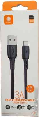 Кабель Vipfan X05 USB Type-A - USB Type-C (1 м, черный) 