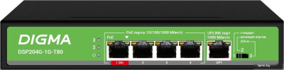 Неуправляемый коммутатор Digma DSP204G-1G-T80 