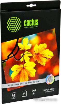 Фотобумага CACTUS Суперглянцевая А4 260 г/м2 20 листов (CS-HGA426020) 