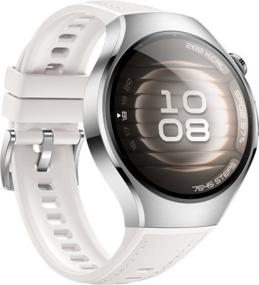 Умные часы Huawei Watch 5 42 мм (серебристый, с белым силиконовым ремешком, международная версия) 