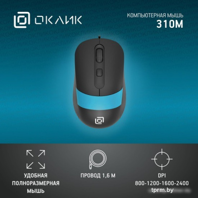 Мышь Oklick 310M (черный/голубой) 