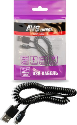 Кабель AVS MR-32 USB Type-A - microUSB (2 м, черный) 
