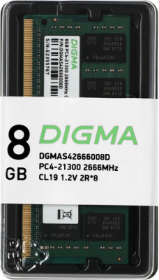 Оперативная память Digma 8ГБ DDR4 SODIMM 2666 МГц DGMAS42666008D 