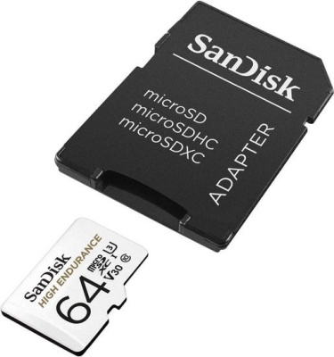 Карта памяти SanDisk High Endurance microSDXC SDSQQNR-064G-GN6IA 64GB (с адаптером) 
