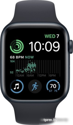 Умные часы Apple Watch SE 2 44 мм (алюминиевый корпус, полуночный/полуночный, спортивный силиконовый ремешок M/L) 