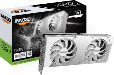 Видеокарта Inno3D GeForce RTX 5060 Ti 16GB Twin X2 OC White N506T2-16D7X-191073W 