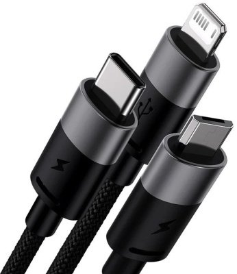 Baseus StarSpeed 1-for-3 Fast Charging Data Cable (1.2 м, черный) 
