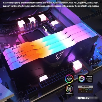 Оперативная память Netac Shadow RGB 2x8GB DDR4 PC4-25600 NTSRD4P32DP-16E 
