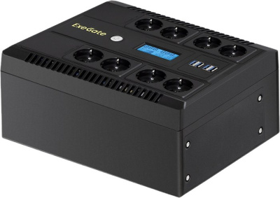 Источник бесперебойного питания ExeGate NEO Smart LHB-600.LCD.AVR.8SH.CH.USB EX293856RUS 