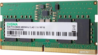Оперативная память Digma 8ГБ DDR5 SODIMM 4800 МГц DGMAS5480008S 