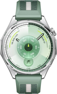 Huawei Watch GT 6 46 мм (серебристый, с зеленым плетеным ремешком, международная версия) 