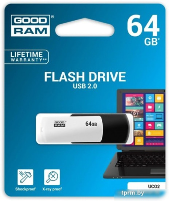 USB Flash GOODRAM UCO2 64GB (черный/белый) 