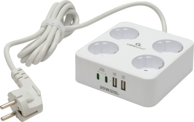 Сетевой фильтр Cablexpert PLT-4-C2U2-W-2 