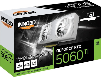 Видеокарта Inno3D GeForce RTX 5060 Ti 16GB Twin X2 OC White N506T2-16D7X-191073W 