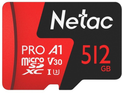 Карта памяти Netac MicroSDXC 512GB V30/A1/C10 Netac P500 Extreme Pro с адаптером 
