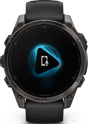 Garmin Fenix 8 Sapphire, Titanium 47мм (угольно-черный DLC, пепельно-черный силиконовый ремешок) 