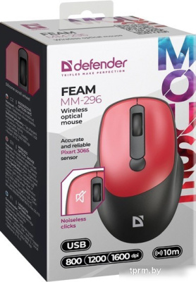Мышь Defender Feam MM-296 (черный/красный) 
