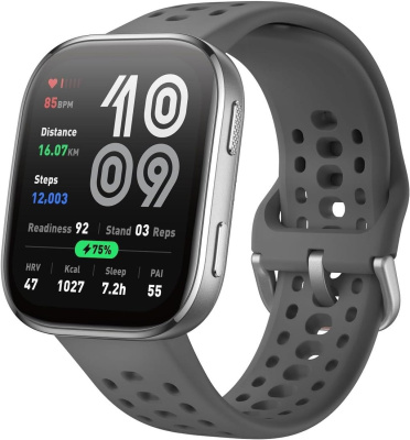Умные часы Amazfit Bip 6 (серебристый, с серым силиконовым ремешком) 