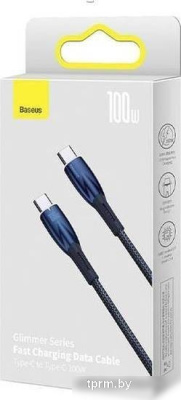 Кабель Baseus Glimmer Series Fast Charging Data Cable USB Type-C - Type-C 100W CADH000703 (1 м, синий) 