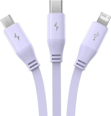 Кабель Baseus CB000063 USB Type-A - Lightning/USB Type-C/microUSB (1.1 м, фиолетовый) 