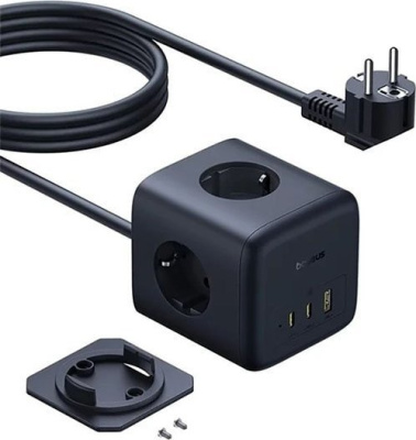 Baseus EnerFill FA11 Cube Power Strip 3AC+1U+2C 67W EU E00082100123-00 (1.5 м, черный) 