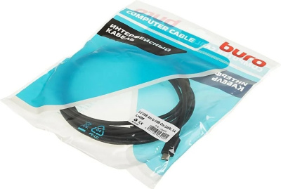 Кабель Buro BHP USB-TPC-3 USB Type-A - USB Type-C (3 м, черный) 