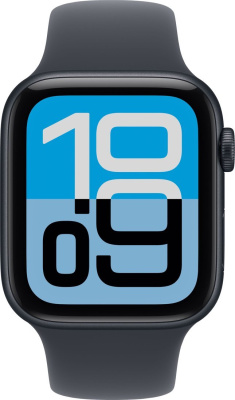 Apple Watch SE 3 44 мм (алюминиевый корпус, полуночный/полуночный, спортивный силиконовый ремешок S/M) 