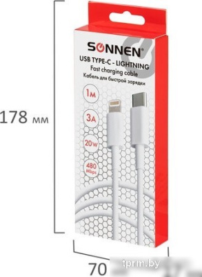 Кабель Sonnen USB Type-C - Lightning 513612 (1 м, белый) 